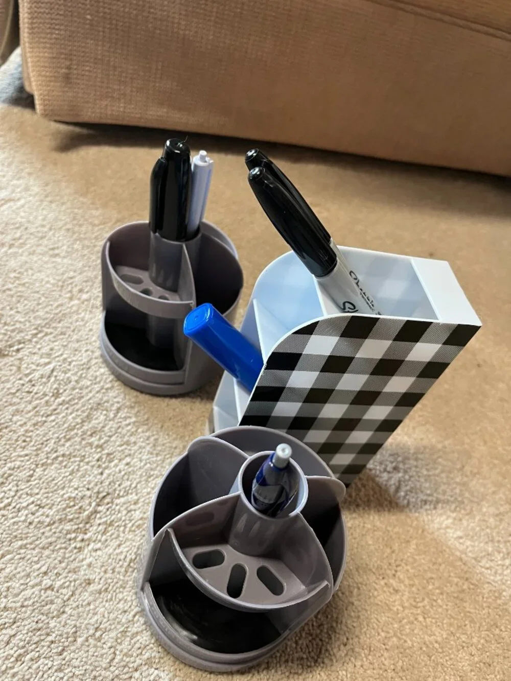 Desk Organizer Pen and Pencil Holder (Set of 3) - Two Spin - One‎ Narrow Design